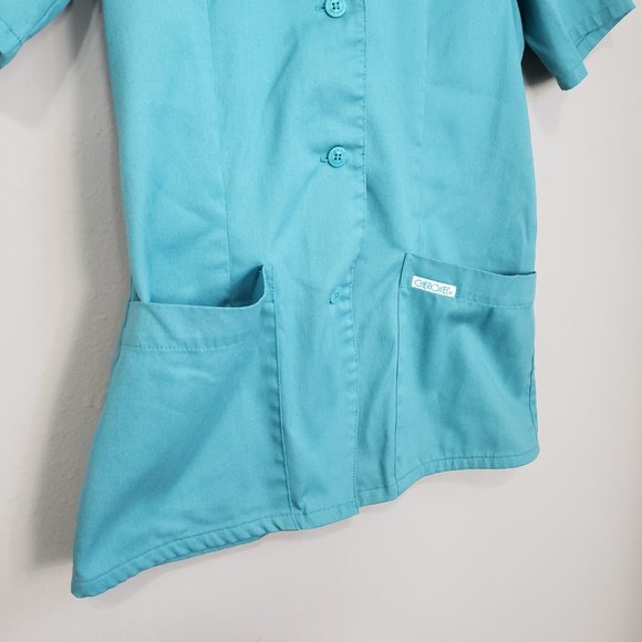 Cherokee Sage Green Button Down Scrub Top - Picture 5 of 11